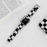 Checkerboard Leather Watch Band For Apple Watch Series 7 & 6 & SE & 5 & 4 40mm/3 & 2 & 1 38mm(Black)