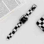 Checkerboard Leather Watch Band For Apple Watch Series 7 & 6 & SE & 5 & 4 44mm/3 & 2 & 1 42mm(Black)