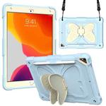 Beige PC + Silicone Anti-drop Protective Case with Butterfly Shape Holder & Pen Slot For iPad 10.2 2021 & 2020 & 2019 / Air 3 10.5 inch(Beige + Ice Crystal Blue)