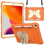 Beige PC + Silicone Anti-drop Protective Case with Butterfly Shape Holder & Pen Slot For iPad 10.2 2021 & 2020 & 2019 / Air 3 10.5 inch(Beige + Kumquat)