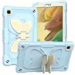 Beige PC + Silicone Anti-drop Protective Case with Butterfly Shape Holder & Pen Slot For Samsung Galaxy Tab A7 Lite 8.7 SM-T220 / SM-T225(Beige + Ice Crystal Blue)