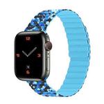 Magnetic Camouflage Silicone Strap Watch Band For Apple Watch Series 7 & 6 & SE & 5 & 4 40mm/3 & 2 & 1 38mm (Navy)