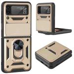 For Samsung Galaxy Z Flip3 5G Sliding Camera Cover Design TPU+PC Protective Case(Gold)