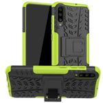 For Galaxy A70s Tire Texture TPU+PC Shockproof Case, with Holder(Green)