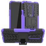For OnePlus 7T Pro Tire Texture TPU+PC Shockproof Case, with Holder(Purple)