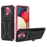 For Samsung Galaxy A02s EU Version Armor Card PC + TPU Shockproof Case with Card Slot & Invisible Holder(Pink)