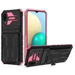 For Samsung Galaxy A02 Armor Card PC + TPU Shockproof Case with Card Slot & Invisible Holder(Pink)