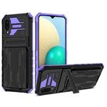 For Samsung Galaxy A02 Armor Card PC + TPU Shockproof Case with Card Slot & Invisible Holder(Purple)