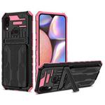 For Samsung Galaxy A10s Armor Card PC + TPU Shockproof Case with Card Slot & Invisible Holder(Pink)