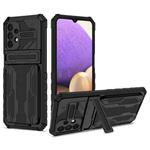 For Samsung Galaxy A32 5G Armor Card PC + TPU Shockproof Case with Card Slot & Invisible Holder(Black)