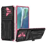 For Samsung Galaxy Note 20 Armor Card PC + TPU Shockproof Case with Card Slot & Invisible Holder(Pink)