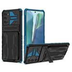 For Samsung Galaxy Note 20 Armor Card PC + TPU Shockproof Case with Card Slot & Invisible Holder(Blue)