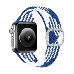 Adjustable Nylon Braided Elasticity Diamond Buckle Watch Band For Apple Watch Series 7 & 6 & SE & 5 & 4 40mm/3 & 2 & 1 38mm(Blue White)