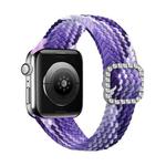 Adjustable Nylon Braided Elasticity Diamond Buckle Watch Band For Apple Watch Series 7 & 6 & SE & 5 & 4 40mm/3 & 2 & 1 38mm(Grape Purple)