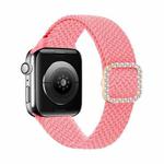 Adjustable Nylon Braided Elasticity Diamond Buckle Watch Band For Apple Watch Series 7 & 6 & SE & 5 & 4 40mm/3 & 2 & 1 38mm(Pink)