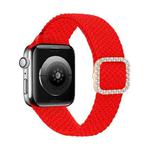 Adjustable Nylon Braided Elasticity Diamond Buckle Watch Band For Apple Watch Series 7 & 6 & SE & 5 & 4 40mm/3 & 2 & 1 38mm(Red)