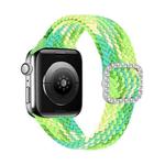 Adjustable Nylon Braided Elasticity Diamond Buckle Watch Band For Apple Watch Series 7 & 6 & SE & 5 & 4 44mm/3 & 2 & 1 42mm(Lime Green)