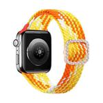 Adjustable Nylon Braided Elasticity Diamond Buckle Watch Band For Apple Watch Series 7 & 6 & SE & 5 & 4 44mm/3 & 2 & 1 42mm(Orange)