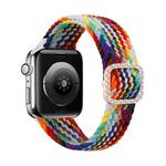 Adjustable Nylon Braided Elasticity Diamond Buckle Watch Band For Apple Watch Series 7 & 6 & SE & 5 & 4 44mm/3 & 2 & 1 42mm(Rainbow)