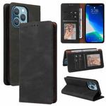 For iPhone 13 Pro Simple Suction Closure Horizontal Flip Leather Case with Holder & Card Slot & Wallet (Black)