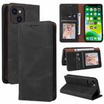 For iPhone 13 Simple Suction Closure Horizontal Flip Leather Case with Holder & Card Slot & Wallet(Black)