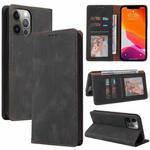 For iPhone 12 / 12 Pro Simple Suction Closure Horizontal Flip Leather Case with Holder & Card Slot & Wallet(Black)