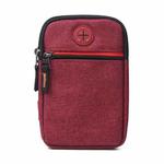For 5.5-6.5 inch Mobile Phones Universal Canvas Waist Bag with Shoulder Strap & Earphone Jack(Red)