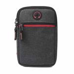 For 5.5-6.5 inch Mobile Phones Universal Canvas Waist Bag with Shoulder Strap & Earphone Jack(Black)