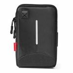 For 6-7 inch Mobile Phone Universal Silver Wire Canvas Waist Bag with Shoulder Strap & Earphone Hole & USB Cable Hole(Black)