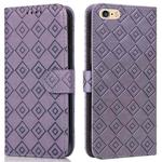 For iPhone SE 2022 / SE 2020 / 8 / 7 / 6s / 6 Embossed Big Small Concentric Squares Pattern Horizontal Flip Leather Case with Card Slot & Holder & Wallet(Purple)