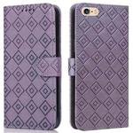 Embossed Big Small Concentric Squares Pattern Horizontal Flip Leather Case with Card Slot & Holder & Wallet For iPhone 8 Plus/7 Plus/6s Plus/6 Plus(Purple)