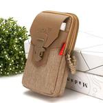 For 6-7 inch Mobile Phones Universal PU Leather + Fabric Stitching Waist Bag(Light Brown)