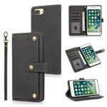 PU + TPU Horizontal Flip Leather Case with Holder & Card Slot & Wallet & Lanyard For iPhone 8 Plus & 7 Plus(Black)