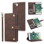 PU + TPU Horizontal Flip Leather Case with Holder & Card Slot & Wallet & Lanyard For iPhone 8 Plus & 7 Plus(Brown)