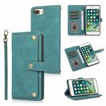 PU + TPU Horizontal Flip Leather Case with Holder & Card Slot & Wallet & Lanyard For iPhone 8 Plus & 7 Plus(Lake Blue)