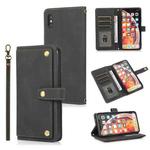 For iPhone X / XS PU + TPU Horizontal Flip Leather Case with Holder & Card Slot & Wallet & Lanyard(Black)