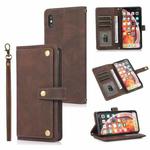 For iPhone X / XS PU + TPU Horizontal Flip Leather Case with Holder & Card Slot & Wallet & Lanyard(Brown)