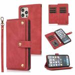 For iPhone 12 Pro Max PU + TPU Horizontal Flip Leather Case with Holder & Card Slot & Wallet & Lanyard(Wine Red)