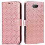 For Sony Xperia 10 Embossed Big Small Concentric Squares Pattern Horizontal Flip Leather Case with Card Slot & Holder & Wallet(Pink)