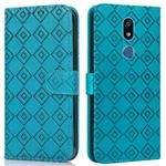 For LG K40 Embossed Big Small Concentric Squares Pattern Horizontal Flip Leather Case with Card Slot & Holder & Wallet(Blue)