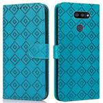 For LG K40S Embossed Big Small Concentric Squares Pattern Horizontal Flip Leather Case with Card Slot & Holder & Wallet(Blue)