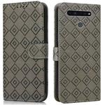 For LG K51S / K41S Embossed Big Small Concentric Squares Pattern Horizontal Flip Leather Case with Card Slot & Holder & Wallet(Grey)