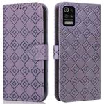 For LG K52 / Q52 / K62 Embossed Big Small Concentric Squares Pattern Horizontal Flip Leather Case with Card Slot & Holder & Wallet(Purple)