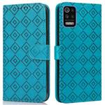 For LG K52 / Q52 / K62 Embossed Big Small Concentric Squares Pattern Horizontal Flip Leather Case with Card Slot & Holder & Wallet(Blue)