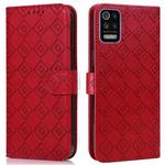 For LG K52 / Q52 / K62 Embossed Big Small Concentric Squares Pattern Horizontal Flip Leather Case with Card Slot & Holder & Wallet(Red)