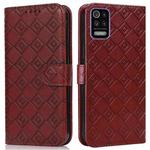 For LG K52 / Q52 / K62 Embossed Big Small Concentric Squares Pattern Horizontal Flip Leather Case with Card Slot & Holder & Wallet(Brown)