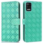For LG K52 / Q52 / K62 Embossed Big Small Concentric Squares Pattern Horizontal Flip Leather Case with Card Slot & Holder & Wallet(Green)