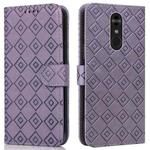 For LG Q Stylo 4 / Q8 Embossed Big Small Concentric Squares Pattern Horizontal Flip Leather Case with Card Slot & Holder & Wallet(Purple)