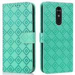 For LG Q Stylo 4 / Q8 Embossed Big Small Concentric Squares Pattern Horizontal Flip Leather Case with Card Slot & Holder & Wallet(Green)