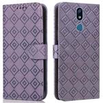 For LG Stylo 5 Embossed Big Small Concentric Squares Pattern Horizontal Flip Leather Case with Card Slot & Holder & Wallet(Purple)